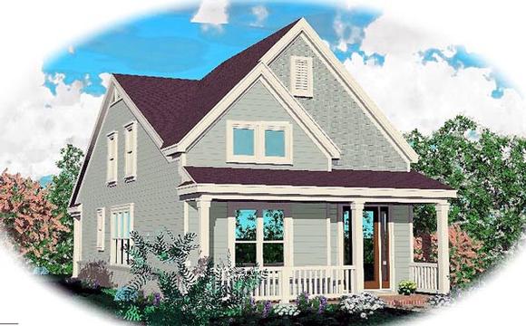 Narrow Lot, Ranch House Plan 46358 with 3 Beds, 3 Baths, 2 Car Garage Elevation