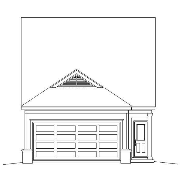 Narrow Lot, Ranch House Plan 46358 with 3 Beds, 3 Baths, 2 Car Garage Rear Elevation