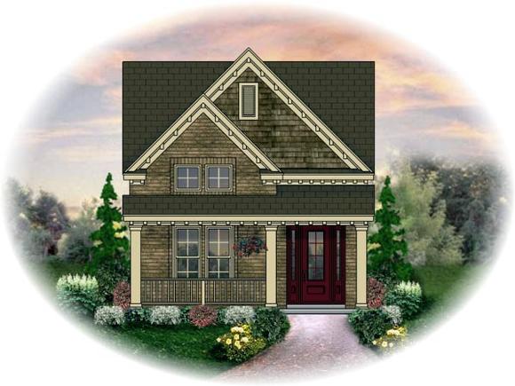 Narrow Lot House Plan 46359 with 3 Beds, 3 Baths, 2 Car Garage Elevation