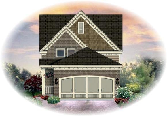 Narrow Lot House Plan 46360 with 3 Beds, 3 Baths, 2 Car Garage Elevation