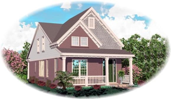 Country, Narrow Lot House Plan 46367 with 4 Beds, 3 Baths, 2 Car Garage Elevation