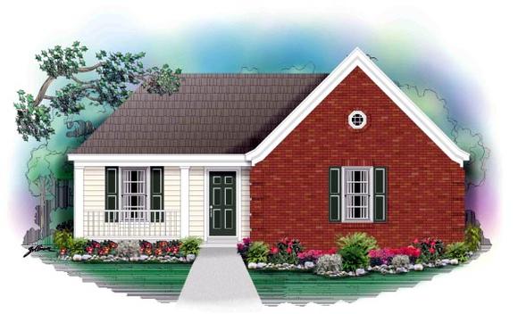 Narrow Lot, One-Story, Traditional House Plan 46373 with 3 Beds, 2 Baths Elevation