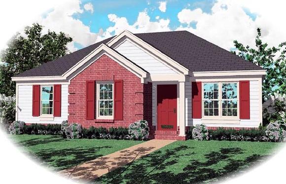 Narrow Lot, One-Story, Ranch House Plan 46379 with 3 Beds, 2 Baths Elevation
