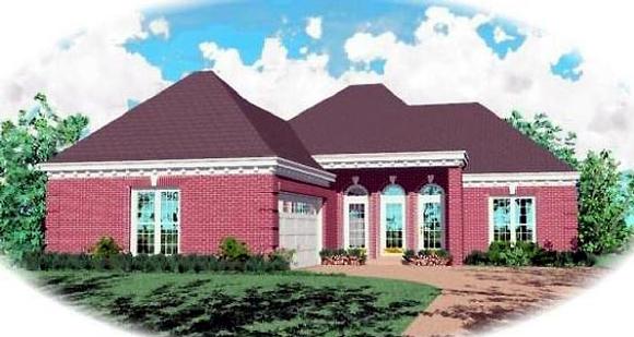 One-Story, Ranch House Plan 46386 with 3 Beds, 2 Baths, 2 Car Garage Elevation