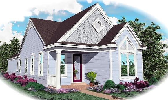 Narrow Lot, One-Story, Traditional House Plan 46390 with 2 Beds, 2 Baths, 2 Car Garage Elevation