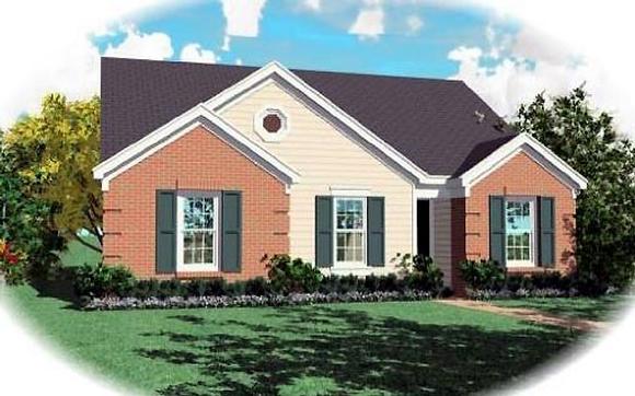Narrow Lot, One-Story, Ranch House Plan 46396 with 3 Beds, 2 Baths Elevation