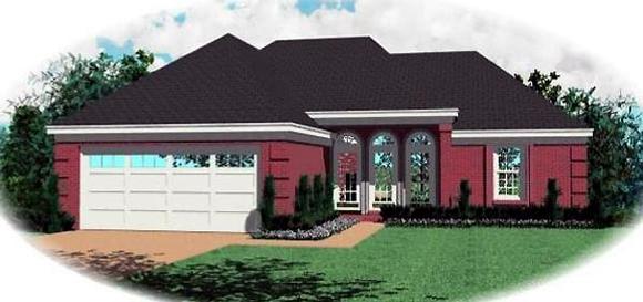 One-Story, Ranch House Plan 46414 with 3 Beds, 2 Baths, 2 Car Garage Elevation