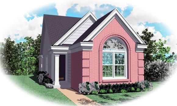 European, Narrow Lot, One-Story House Plan 46431 with 3 Beds, 2 Baths Elevation