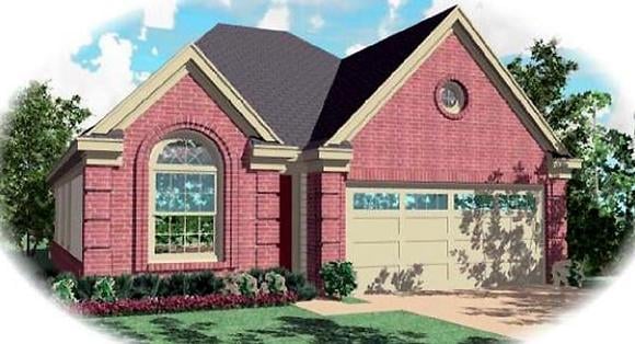 Narrow Lot, One-Story, Ranch House Plan 46437 with 3 Beds, 2 Baths, 2 Car Garage Elevation