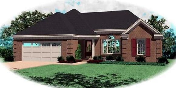 One-Story House Plan 46445 with 3 Beds, 2 Baths, 2 Car Garage Elevation