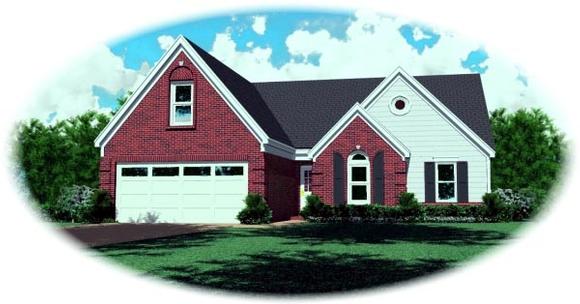 Traditional House Plan 46459 with 3 Beds, 2 Baths, 2 Car Garage Elevation