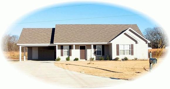 One-Story House Plan 46475 with 4 Beds, 2 Baths, 2 Car Garage Elevation