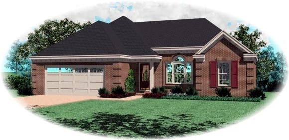 One-Story House Plan 46491 with 3 Beds, 2 Baths, 2 Car Garage Elevation