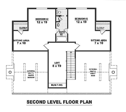 Country House Plan 46526 with 3 Beds, 3 Baths Second Level Plan