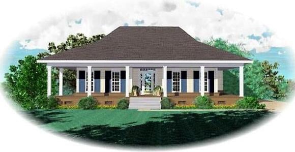 Country, One-Story House Plan 46604 with 3 Beds, 2 Baths Elevation