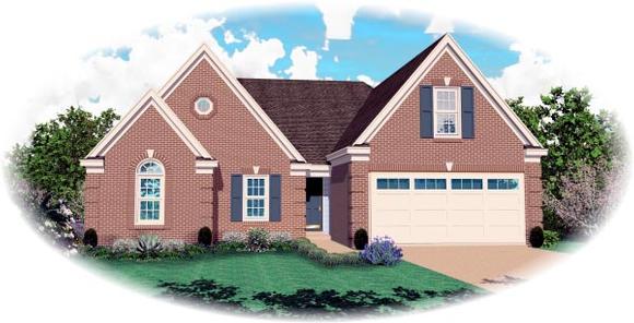 One-Story, Traditional House Plan 46608 with 3 Beds, 2 Baths, 2 Car Garage Elevation