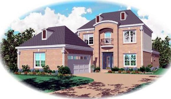 Narrow Lot, Tudor House Plan 46618 with 5 Beds, 3 Baths, 2 Car Garage Elevation