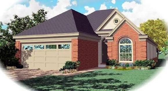 Narrow Lot, One-Story, Traditional House Plan 46633 with 3 Beds, 2 Baths, 2 Car Garage Elevation