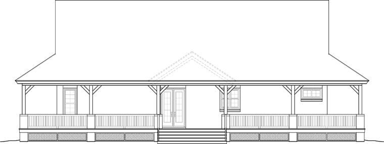 Country, Southern House Plan 46666 with 3 Beds, 2 Baths Rear Elevation