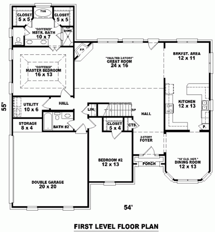 Victorian House Plan 46696 with 5 Beds, 5 Baths, 2 Car Garage First Level Plan