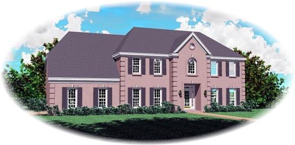 House Plan 46753 with 4 Beds, 4 Baths, 2 Car Garage Elevation