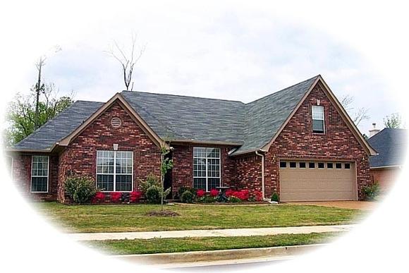 One-Story House Plan 46804 with 3 Beds, 2 Baths, 2 Car Garage Elevation