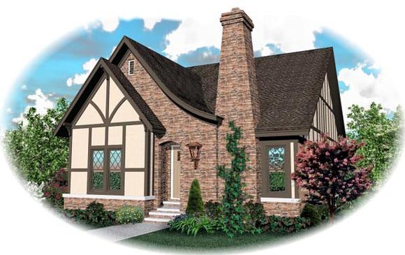 Narrow Lot House Plan 46822 with 3 Beds, 2 Baths, 1 Car Garage Elevation