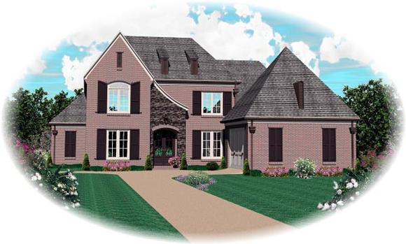 Tudor House Plan 46853 with 4 Beds, 3 Baths, 2 Car Garage Elevation