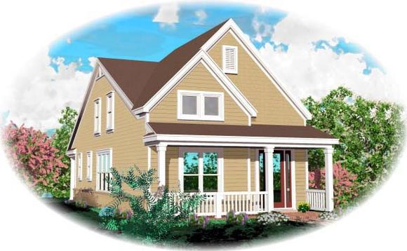 Narrow Lot House Plan 46902 with 3 Beds, 3 Baths Elevation