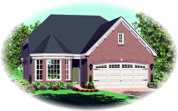 Narrow Lot, One-Story House Plan 46925 with 3 Beds, 2 Baths, 2 Car Garage Elevation