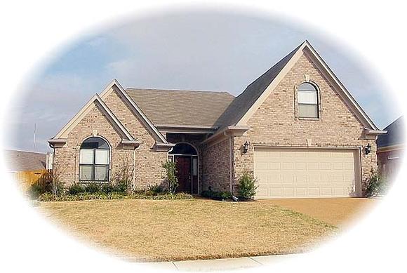 One-Story, Traditional House Plan 47000 with 3 Beds, 2 Baths, 2 Car Garage Elevation