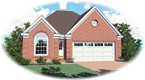 Narrow Lot, One-Story, Traditional House Plan 47001 with 3 Beds, 2 Baths, 2 Car Garage Elevation
