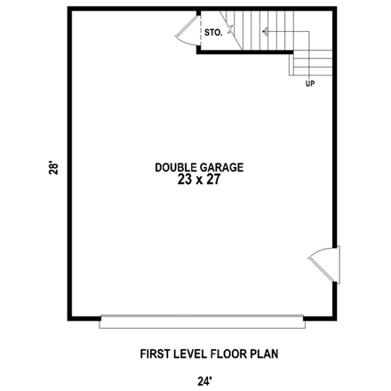 Garage Plan 47075 - 2 Car Garage Traditional Style