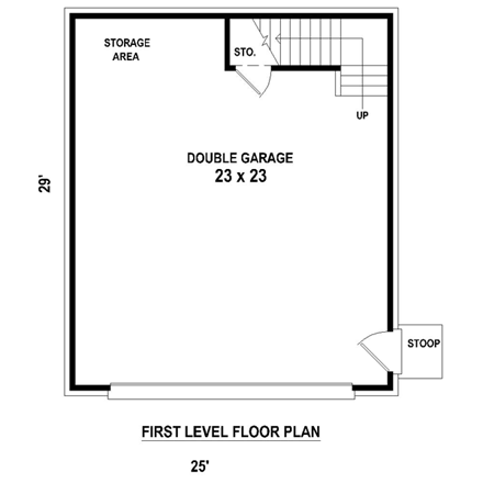 2 Car Garage Plan 47078 First Level Plan
