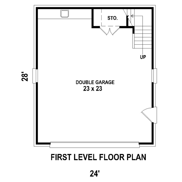 Traditional 2 Car Garage Apartment Plan 47080 Level One