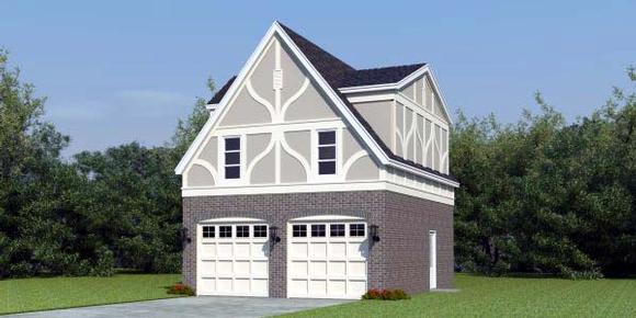 2 Car Garage Plan 47090 with 1 Beds, 1 Baths Elevation
