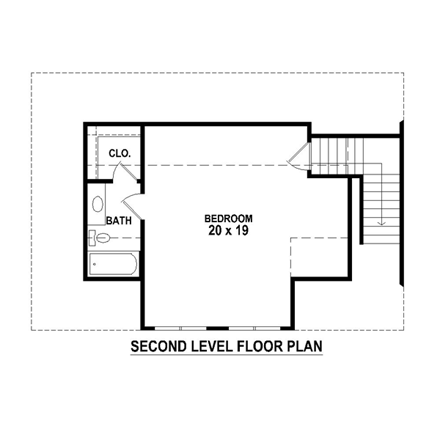 Farmhouse 2 Car Garage Apartment Plan 47100 with 1 Beds, 1 Baths Second Level Plan