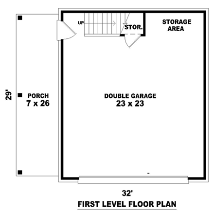 2 Car Garage Plan 47101 First Level Plan