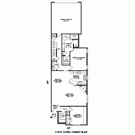 House Plan 47104 with 2 Beds, 2 Baths, 2 Car Garage First Level Plan
