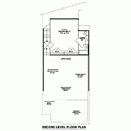 House Plan 47104 with 2 Beds, 2 Baths, 2 Car Garage Second Level Plan