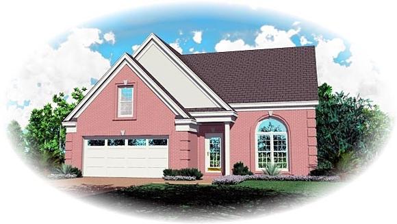 Narrow Lot House Plan 47130 with 3 Beds, 3 Baths, 2 Car Garage Elevation