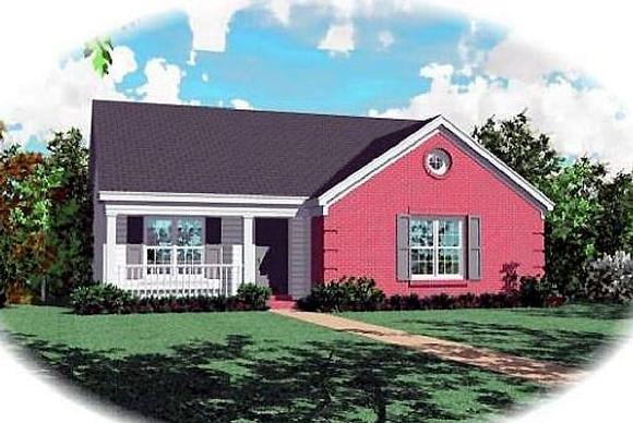 Farmhouse, Narrow Lot, One-Story, Traditional House Plan 47133 with 3 Beds, 2 Baths Elevation