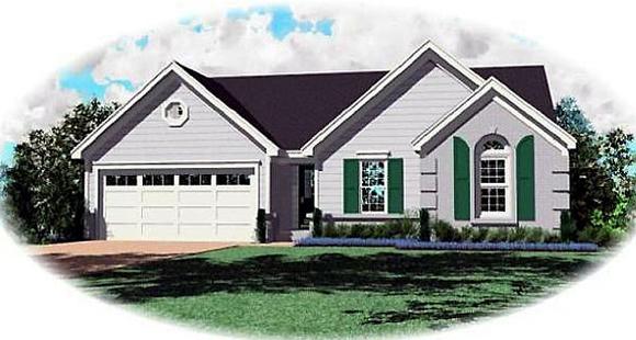 Narrow Lot, One-Story, Traditional House Plan 47134 Elevation