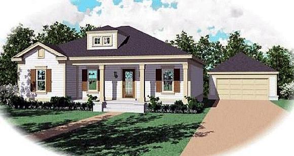 Narrow Lot, One-Story, Traditional House Plan 47142 with 3 Beds, 2 Baths Elevation