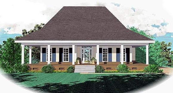 Country, One-Story House Plan 47146 with 3 Beds, 2 Baths Elevation