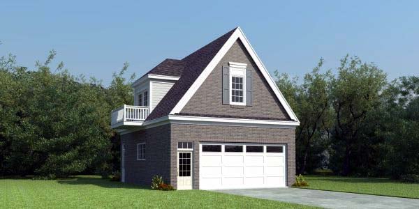 2 Car Garage Apartment Plan 47170 with 1 Beds, 1 Baths Elevation