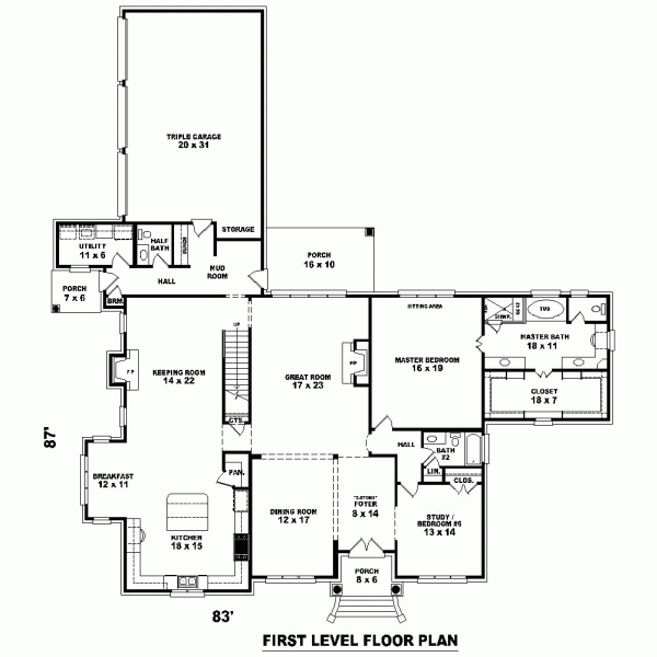 House Plan 47339 - with 4693 Sq Ft, 4 Bed, 4 Bath