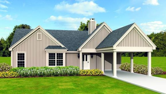 One-Story House Plan 47373 with 3 Beds, 2 Baths, 1 Car Garage Elevation