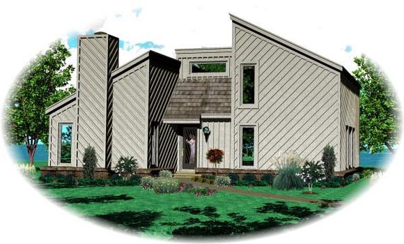 Narrow Lot, One-Story, Traditional House Plan 47379 with 2 Beds, 1 Baths Elevation