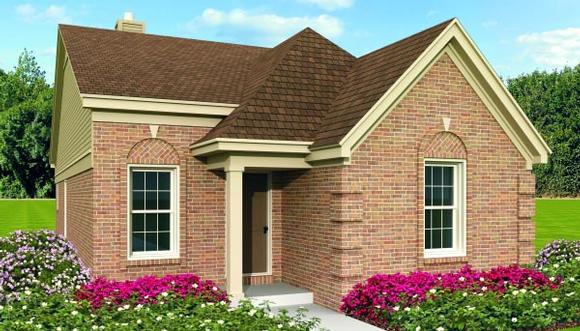Narrow Lot, One-Story, Traditional House Plan 47381 with 2 Beds, 2 Baths Elevation
